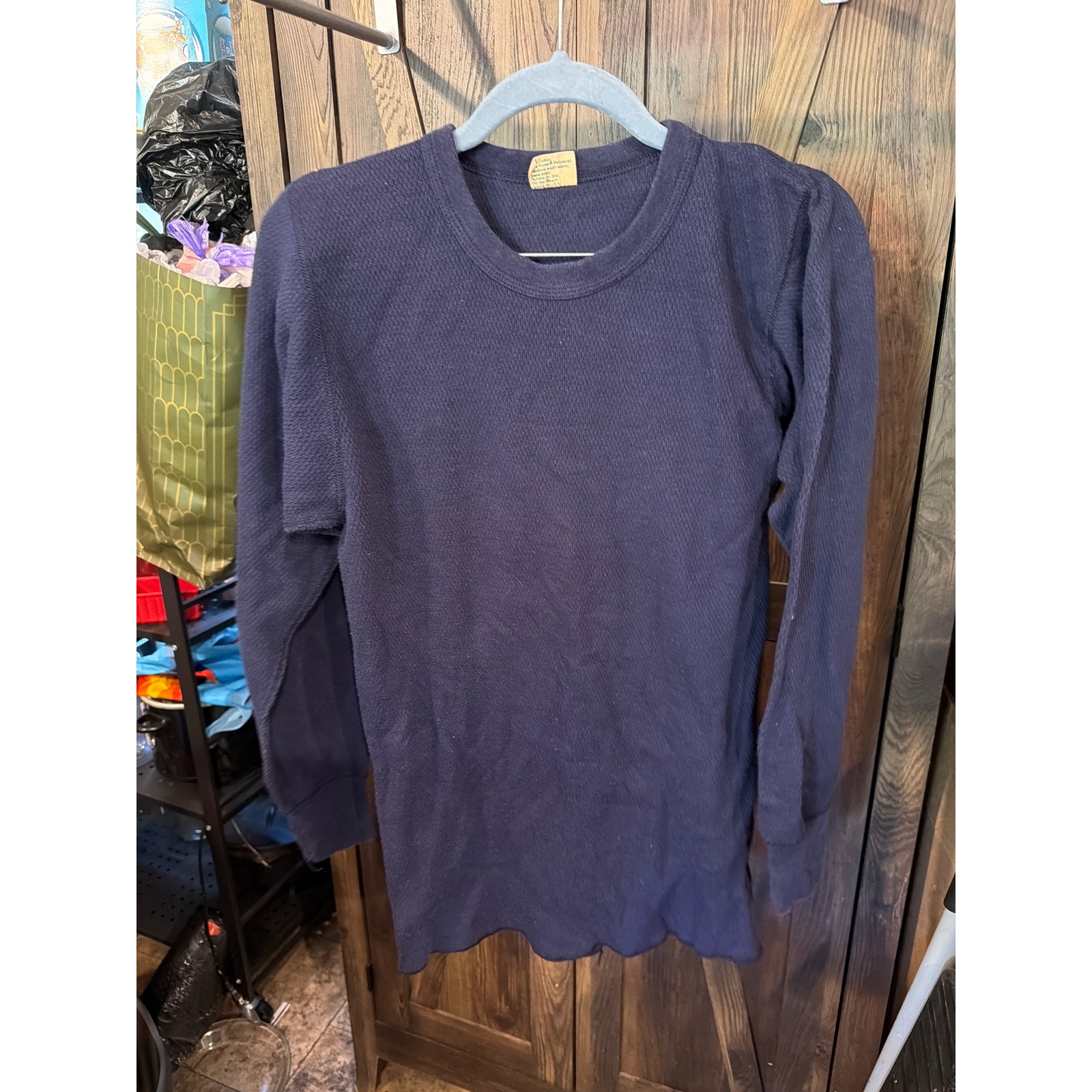 Vintage St Johns Bay Thermal Shirt Mens Large White Waffle Knit Grunge 90s